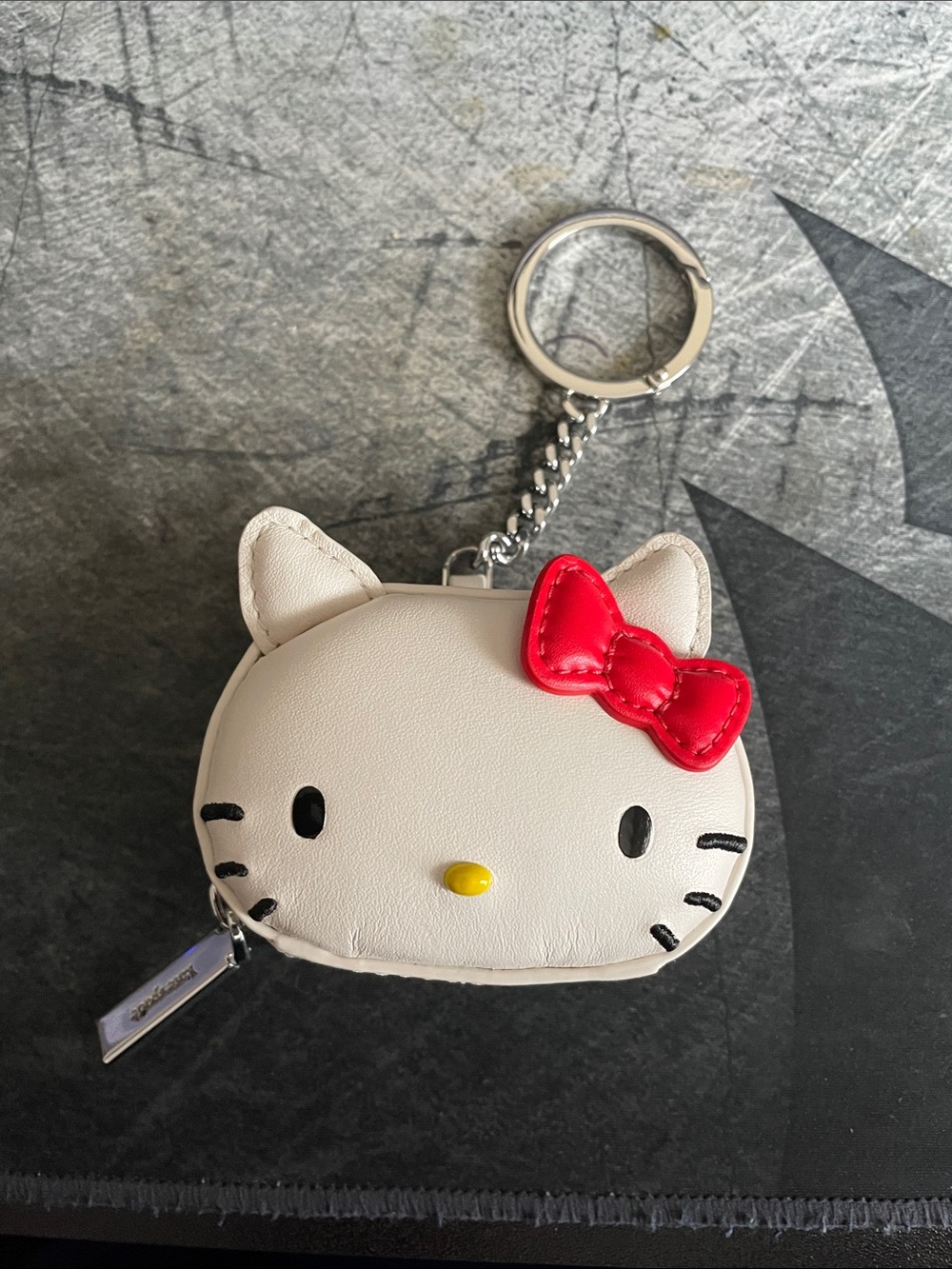kate spade White Hello Kitty Coin Purse Keychain with Red Bow